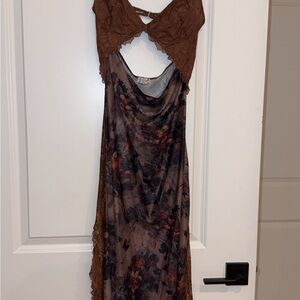 Free People Brown and Black Floral Maxi Dress